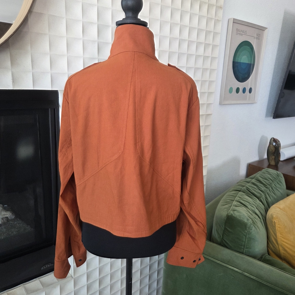 EUC Rag & Bone M65 Cropped Linen Blend Field Jacket in Rust Orange, Size Small - Picture 6 of 9